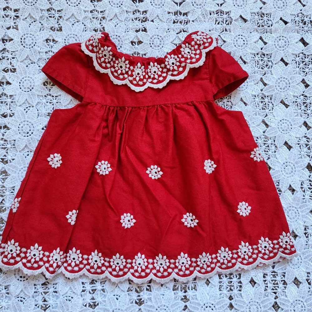 Janie & Jack red eyelet top/dress tunic
